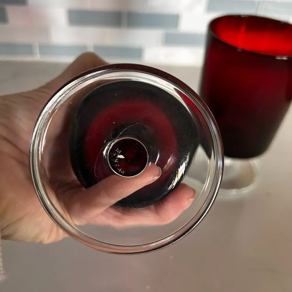 Set of 2 Vintage Ruby Red Glasses  Luminarc France new